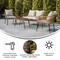 Merrick Lane Armon Four Piece Indoor/Outdoor Boho Open Weave Natural Rattan Rope Patio Set with Two Chairs, Loveseat and Table with Cushions